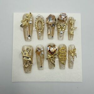 Gold and Silver Embellished Nail Set